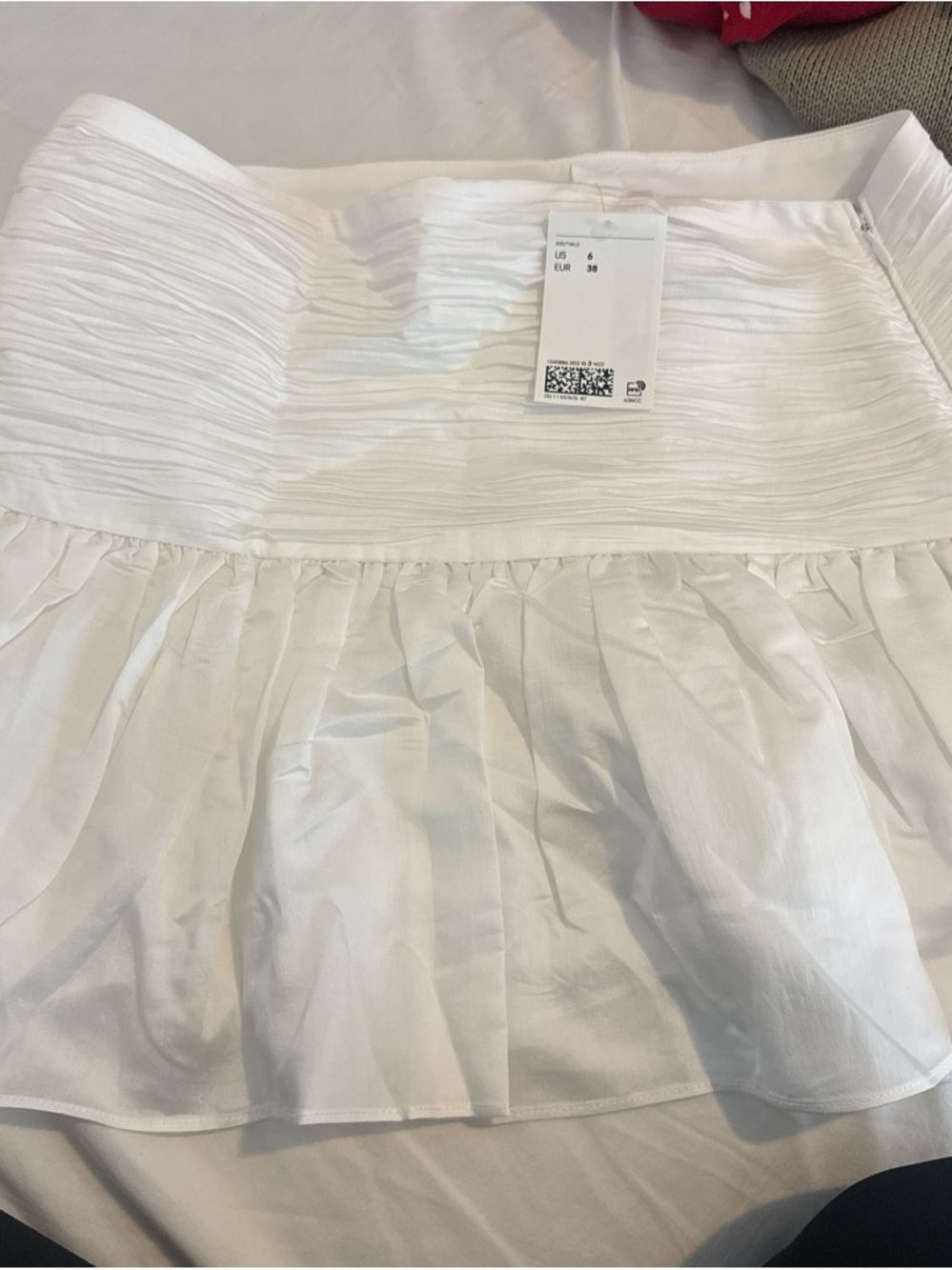 White Strapless Pleated Ruffle Dress